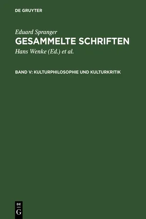 Kulturphilosophie und Kulturkritik