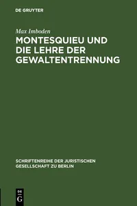 Montesquieu und die Lehre der Gewaltentrennung_cover