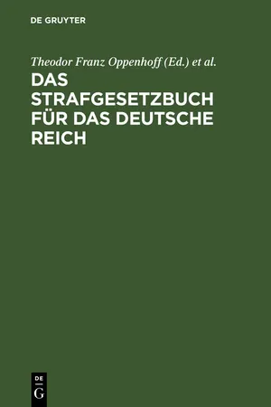 Das Strafgesetzbuch für das Deutsche Reich