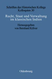 Recht, Staat und Verwaltung im klassischen Indien / The State, the Law, and Administration in Classical India_cover