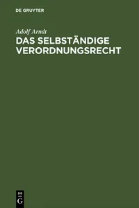 Das selbständige Verordnungsrecht_cover