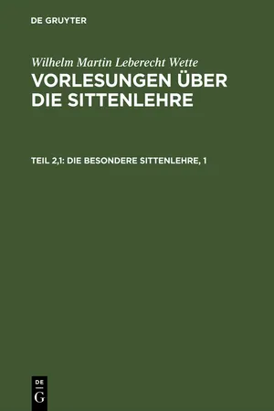 Die besondere Sittenlehre, 1