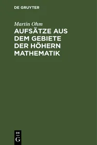 Aufsätze aus dem Gebiete der höhern Mathematik_cover