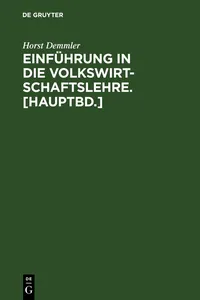 Einführung in die Volkswirtschaftslehre. [Hauptbd.]_cover