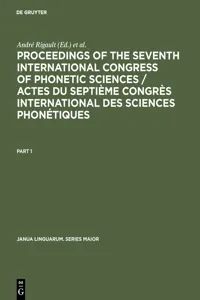 Proceedings of the seventh International Congress of Phonetic Sciences / Actes du Septième Congrès international des sciences phonétiques_cover