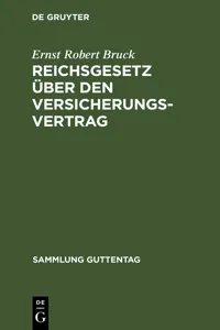 Reichsgesetz über den Versicherungsvertrag_cover