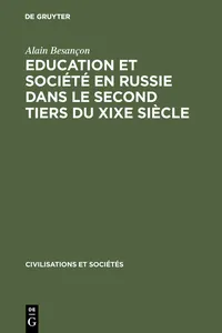 Education et société en Russie dans le second tiers du XIXe siècle_cover