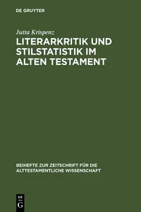 Literarkritik und Stilstatistik im Alten Testament_cover