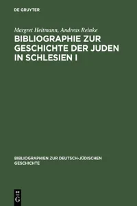 Bibliographie zur Geschichte der Juden in Schlesien I_cover