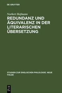 Redundanz und Äquivalenz in der literarischen Übersetzung_cover