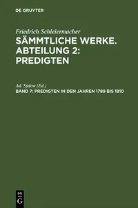 Predigten in den Jahren 1789 bis 1810_cover