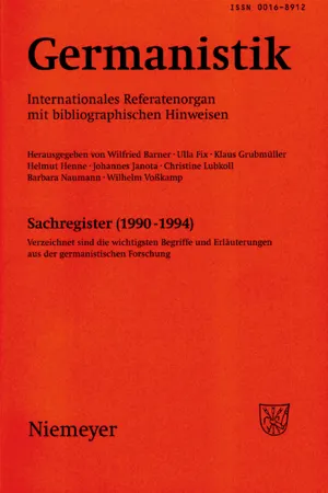 Germanistik, Sachregister (1990-1994)