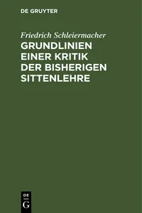 Grundlinien einer Kritik der bisherigen Sittenlehre_cover