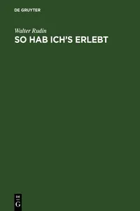 So hab ich's erlebt_cover