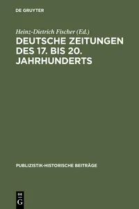 Deutsche Zeitungen des 17. bis 20. Jahrhunderts_cover