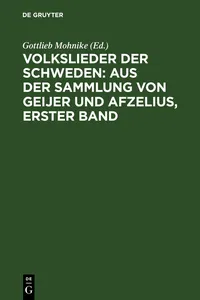 Volkslieder der Schweden: aus der Sammlung von Geijer und Afzelius, erster Band_cover