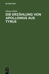 Die Erzählung von Apollonius aus Tyrus_cover