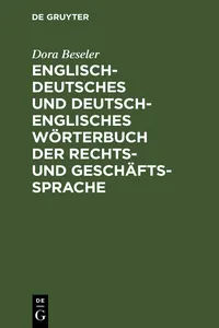 Englisch-deutsches und deutsch-englisches Wörterbuch der Rechts- und Geschäftssprache_cover