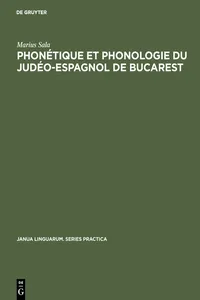 Phonétique et phonologie du judéo-espagnol de Bucarest_cover