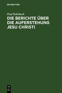 Die Berichte über die Auferstehung Jesu Christi_cover