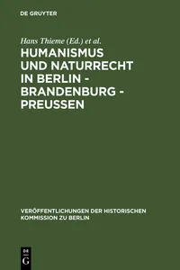 Humanismus und Naturrecht in Berlin - Brandenburg - Preußen_cover