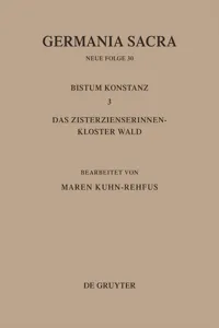 Die Bistümer der Kirchenprovinz Mainz. Bistum Konstanz 3: Das Zisterzienserinnenkloster Wald_cover