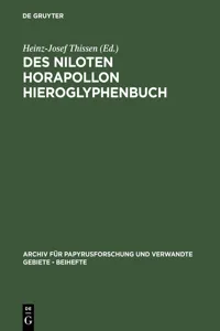 Des Niloten Horapollon Hieroglyphenbuch_cover