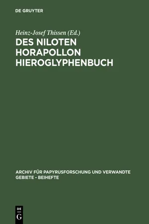 Des Niloten Horapollon Hieroglyphenbuch