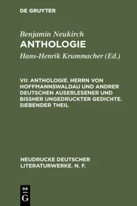 Anthologie. Herrn von Hoffmannswaldau und andrer Deutschen auserlesener und bißher ungedruckter Gedichte. Siebender Theil_cover