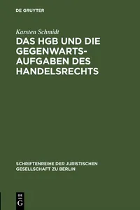 Das HGB und die Gegenwartsaufgaben des Handelsrechts_cover