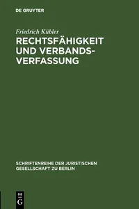 Rechtsfähigkeit und Verbandsverfassung_cover