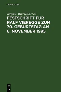 Festschrift für Ralf Vieregge zum 70. Geburtstag am 6. November 1995_cover