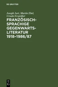 Französischsprachige Gegenwartsliteratur 1918–1986/87_cover