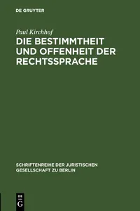 Die Bestimmtheit und Offenheit der Rechtssprache_cover