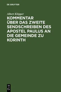 Kommentar über das zweite Sendschreiben des Apostel Paulus an die Gemeinde zu Korinth_cover