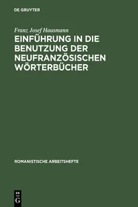 Einführung in die Benutzung der neufranzösischen Wörterbücher_cover