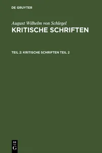 August Wilhelm von Schlegel: Kritische Schriften. Teil 2_cover