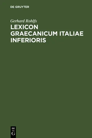 Lexicon Graecanicum Italiae Inferioris