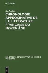 Chronologie approximative de la littérature française du moyen âge_cover