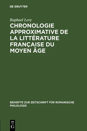 Chronologie approximative de la littérature française du moyen âge