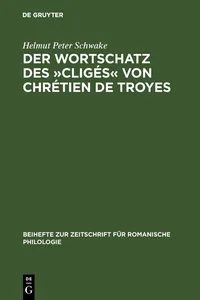 Der Wortschatz des »Cligés« von Chrétien de Troyes_cover