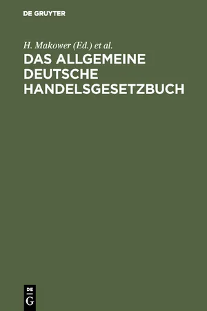 Das allgemeine Deutsche Handelsgesetzbuch