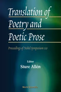 Translation Of Poetry And Poetic Prose, Proceedings Of The Nobel Symposium 110_cover