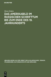 Das Amerikabild im russischen Schrifttum bis zum Ende des 19. Jahrhunderts_cover