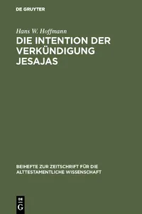 Die Intention der Verkündigung Jesajas_cover