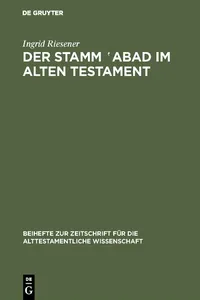 Der Stamm 'abad im Alten Testament_cover