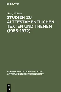 Studien zu alttestamentlichen Texten und Themen_cover