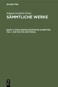 Populärphilosophische Schriften, Teil 1. Zur Politik und Moral_cover