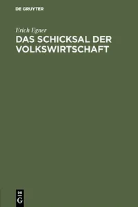 Das Schicksal der Volkswirtschaft_cover