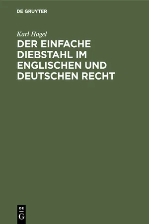 Der einfache Diebstahl im englischen und deutschen Recht